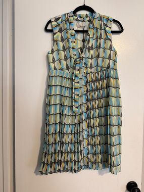 NWT Vipart Blue and Yellow Sleveless, Button Up Dress, Women's Size EU 36